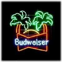 Budweiser double palm trees Beer Bar Leuchtreklame