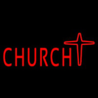 Church With Cross Logo Leuchtreklame