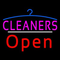 Cleaners Logo Open White Line Leuchtreklame