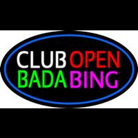 Club Open Bada Bing With Blue Border Leuchtreklame