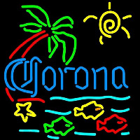 Corona Tropical Fish w Palm Tree Beer Sign Leuchtreklame