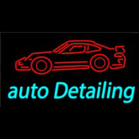 Cursive Auto Detailing With Car Logo Leuchtreklame