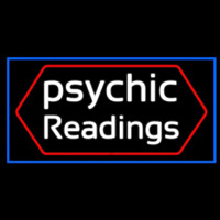 Cursive Psychic Readings With Blue Border Leuchtreklame