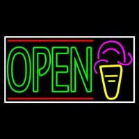 Double Stroke Green Open Ice Cream Cone Leuchtreklame