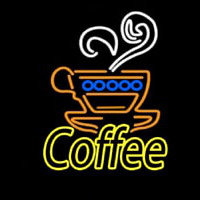 Double Stroke Yellow Coffee Leuchtreklame