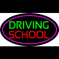 Driving School Purple Oval Leuchtreklame