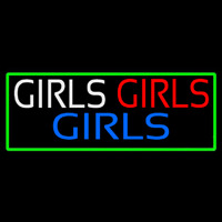 Girls Girls Girls Strip With Turquoise Border Leuchtreklame