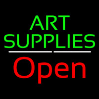 Green Art Supplies With Open 2 Leuchtreklame