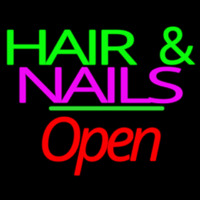 Green Hair And Nails Open Leuchtreklame