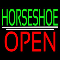 Green Horseshoe Open Leuchtreklame