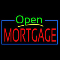 Green Open Mortgage Blue Border Leuchtreklame