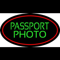 Green Passport Photo Red Oval Leuchtreklame