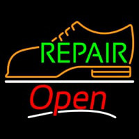 Green Repair Orange Shoe Logo Open Leuchtreklame