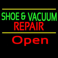 Green Shoe And Vacuum Red Repair Open Leuchtreklame