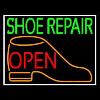 Green Shoe Repair Orange Shoe Open Leuchtreklame