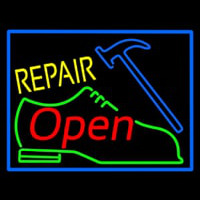 Green Shoe Yellow Repair Open Leuchtreklame