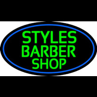 Green Styles Barber Shop With Blue Border Leuchtreklame