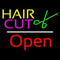 Hair Cut Logo Open White Line Leuchtreklame