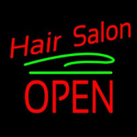 Hair Salon Block Open Green Line Leuchtreklame