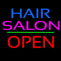 Hair Salon Block Open Green Line Leuchtreklame