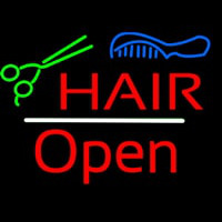 Hair Scissors Comb Open White Line Leuchtreklame