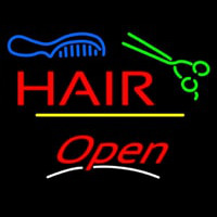 Hair Scissors Comb Open Yellow Line Leuchtreklame