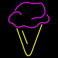 Hard Ice Cream In Pink With Yellow Cone Leuchtreklame