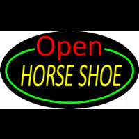 Horseshoe Open With Green Border Leuchtreklame