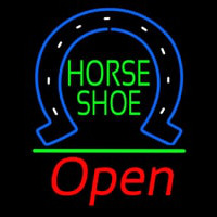 Horseshoe Open With Green Line Leuchtreklame