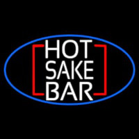 Hot Sake Bar Oval With Blue Border Leuchtreklame