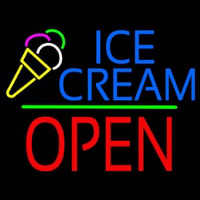 Ice Cream Logo Block Open Green Line Leuchtreklame