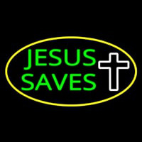 Jesus Saves White Cross With Border Leuchtreklame