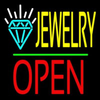 Jewelry Logo Block Open Green Line Leuchtreklame