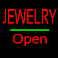 Jewelry Open Green Line Leuchtreklame