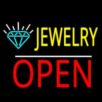 Jewelry Open White Line Leuchtreklame