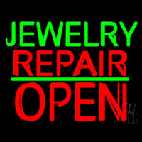 Jewelry Repair Block Open Green Line Leuchtreklame