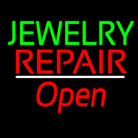 Jewelry Repair Open White Line Leuchtreklame