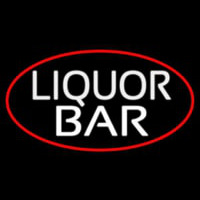 Liquor Bar Oval With Red Border Leuchtreklame