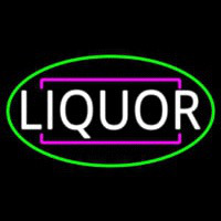 Liquor Oval With Green Border Leuchtreklame