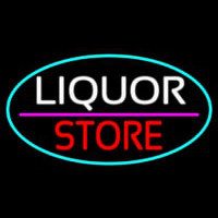 Liquor Store Oval With Turquoise Border Leuchtreklame