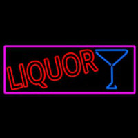 Liquor With Martini Glass With Pink Border Leuchtreklame