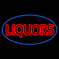 Liquors Oval With Blue Border Leuchtreklame