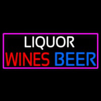 Liquors Wines Beer With Pink Border Leuchtreklame