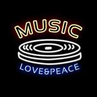 MUSIC LOVE PEACE Leuchtreklame