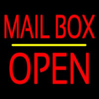 Mailbo  Open Block Yellow Line Leuchtreklame