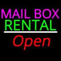 Mailbo  Rental Open White Line Leuchtreklame