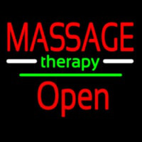 Massage Therapy Open White Line Leuchtreklame