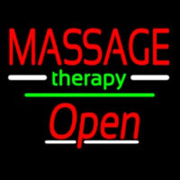 Massage Therapy Open Yellow Line Leuchtreklame