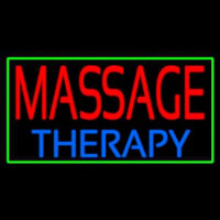 Massage Therapy With Green Border Leuchtreklame