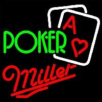 Miller Green Poker Beer Sign Leuchtreklame